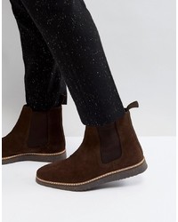 ASOS DESIGN Asos Chelsea Boots In Brown Suede With Black Wedge Sole