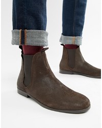 H By Hudson Atherston Chelsea Boots In Brown Suede