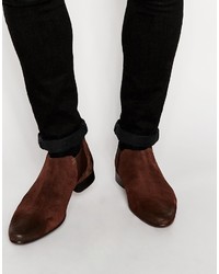 Asos Brand Chelsea Boots In Brown Suede With Low Height