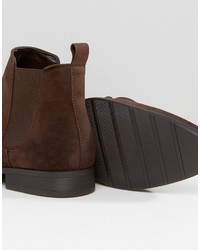 Asos Chelsea Boots In Brown Faux Suede