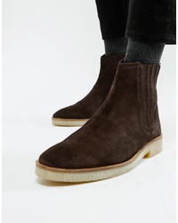 ASOS DESIGN Chelsea Boots In Brown Suede With Faux Crepe Sole