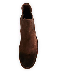 Burberry Pearsley Washed Suede Chelsea Boots Brown