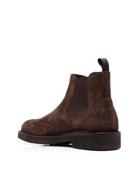 Canali Punch Hole Detailed Suede Ankle Boots