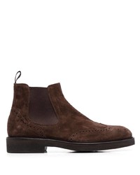 Canali Punch Hole Detailed Suede Ankle Boots