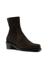 Rochas Square Toe Suede Ankle Boots