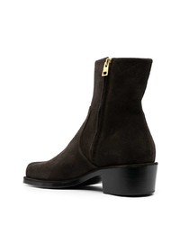 Rochas Square Toe Suede Ankle Boots