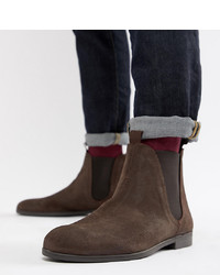 H By Hudson Wide Fit Atherston Chelsea Boots In Brown Suede