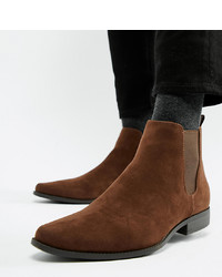 ASOS DESIGN Wide Fit Chelsea Boots In Brown Faux Suede