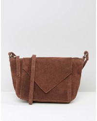 Asos Festival Suede Cross Body Bag With V Front