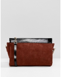 ASOS DESIGN Leather Mix Shoulder Bag With Chain Strap
