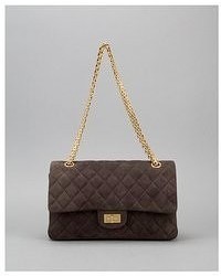 Chanel Pre Owned Brown Suede 255 Reissue 225 Bijoux Chain Double Flap Bag