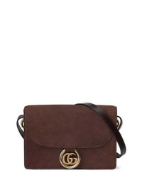 Gucci Small Gg Ring Suede Shoulder Bag