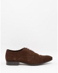 Asos Brand Derby Shoes In Brown Suede With Toe Cap
