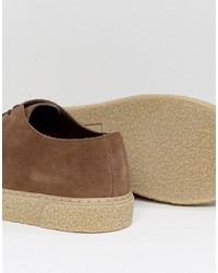 Asos Lace Up Derby Shoes In Brown Suede With Gum Sole