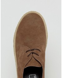 Asos Lace Up Derby Shoes In Brown Suede With Gum Sole