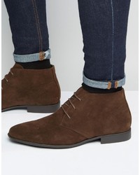 Asos Brand Chukka Boots In Brown Faux Suede