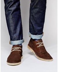 Asos Brand Desert Boots In Waxed Suede