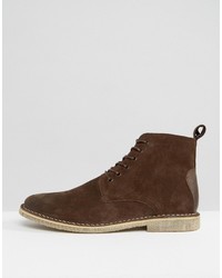 Asos Desert Boots In Brown Suede Wide Fit Available