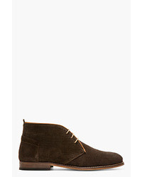 Hudson H By Brown Textured Suede Vasa Boots