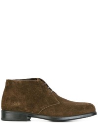 Men's Dark Brown Suede Desert Boots by Salvatore Ferragamo | Lookastic