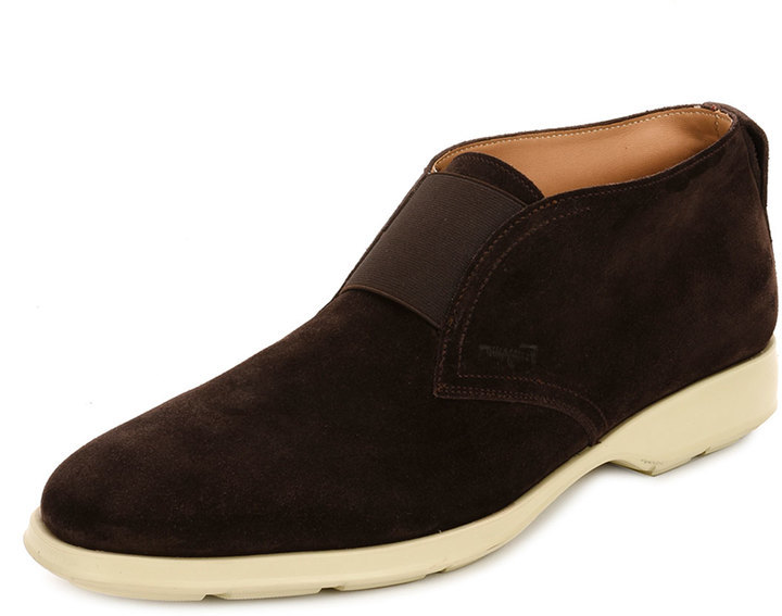 Salvatore Ferragamo Suede Laceless Chukka Boot Brown 495