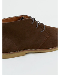 Topman Chocolate Brown Trigger Suedette Lace Up Chukka Boots