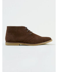 Topman Chocolate Brown Trigger Suedette Lace Up Chukka Boots