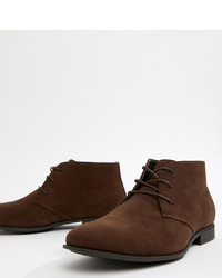 ASOS DESIGN Wide Fit Chukka Boots In Brown Faux Suede
