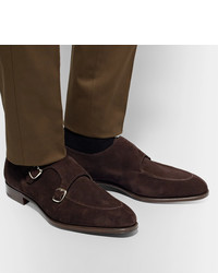 Edward Green Fulham Suede Monk Strap Shoes