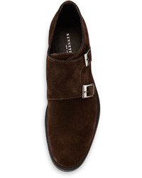 Kenneth Cole Like I Said Suede Double Monk Loafer Chocolate