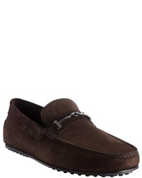Tod's Brown Suede T Fine City Horsebit Loafers