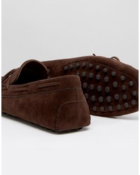 Asos Driving Shoes In Brown Faux Suede