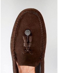 Asos Driving Shoes In Brown Suede With Charm
