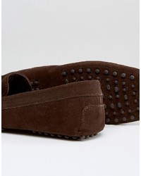 Asos Driving Shoes In Brown Suede With Charm