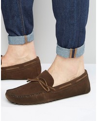 Asos Driving Shoes In Brown Suede With Tie Front