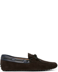 Tod's Gommino Leather Trimmed Suede Driving Shoes