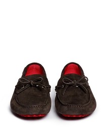 Canali Magnified Stitch Suede Loafers