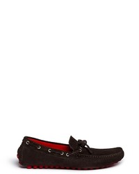 Canali Magnified Stitch Suede Loafers
