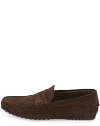 Tod's Suede Gommini Penny Driver Brown