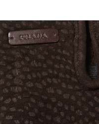 Prada Cashmere Lined Textured Suede Gloves