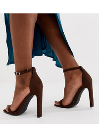 Missguided Illusion Barely There Heel With Square Toe In Chocolate