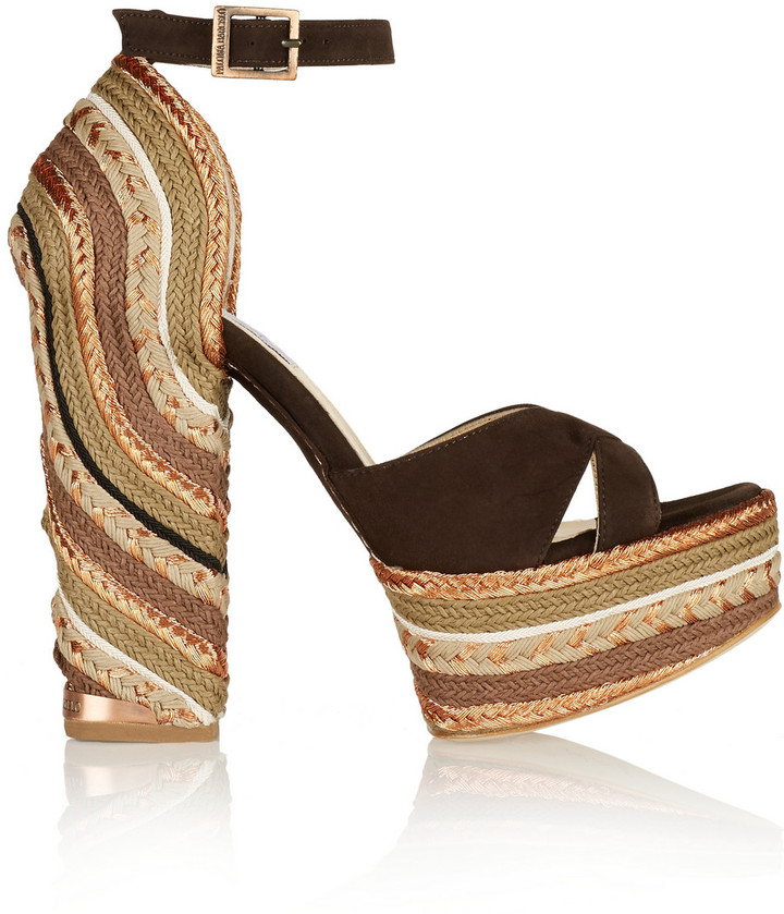 ... Brown Suede Heeled Sandals: Paloma BarcelÃ³ Suede And Rope Sandals