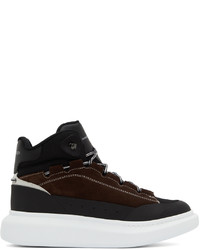 Alexander McQueen Black Brown Leather High Top Sneakers