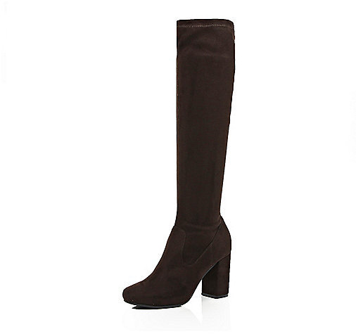 dark brown over the knee boots