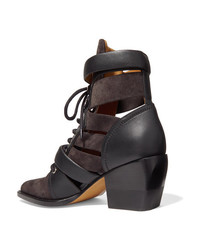 Chloé Rylee Cutout Leather And Suede Ankle Boots