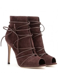 Gianvito Rossi Suede Open Toe Ankle Boots