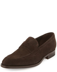Magnanni Calf Suede Penny Loafer Brown