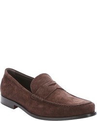 Tod's Chocolate Suede Penny Loafers