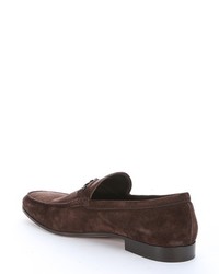 Tod's Dark Brown Suede Horsebit Detail Loafers