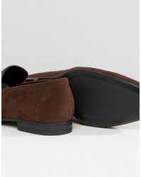Asos Formal Loafers In Brown Faux Suede